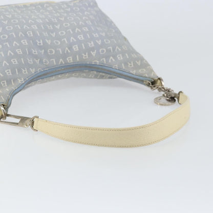 Bvlgari Logomania Shoulder Bag Canvas with Leather, BLUE, CANVAS, Shoulder bag