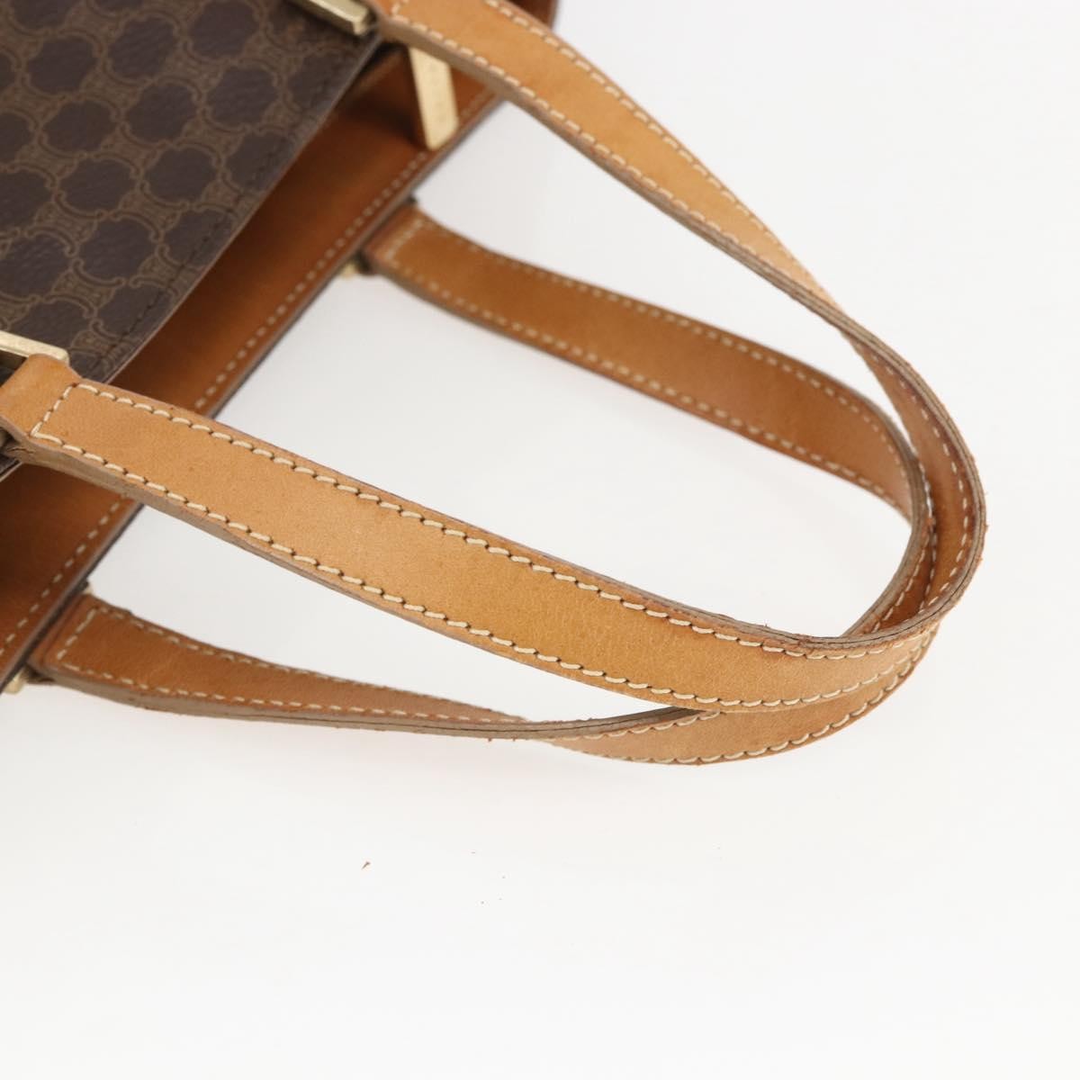 Celine Vintage Macadam Handbag Canvas and Leather, BROWN, CANVAS, Handbag