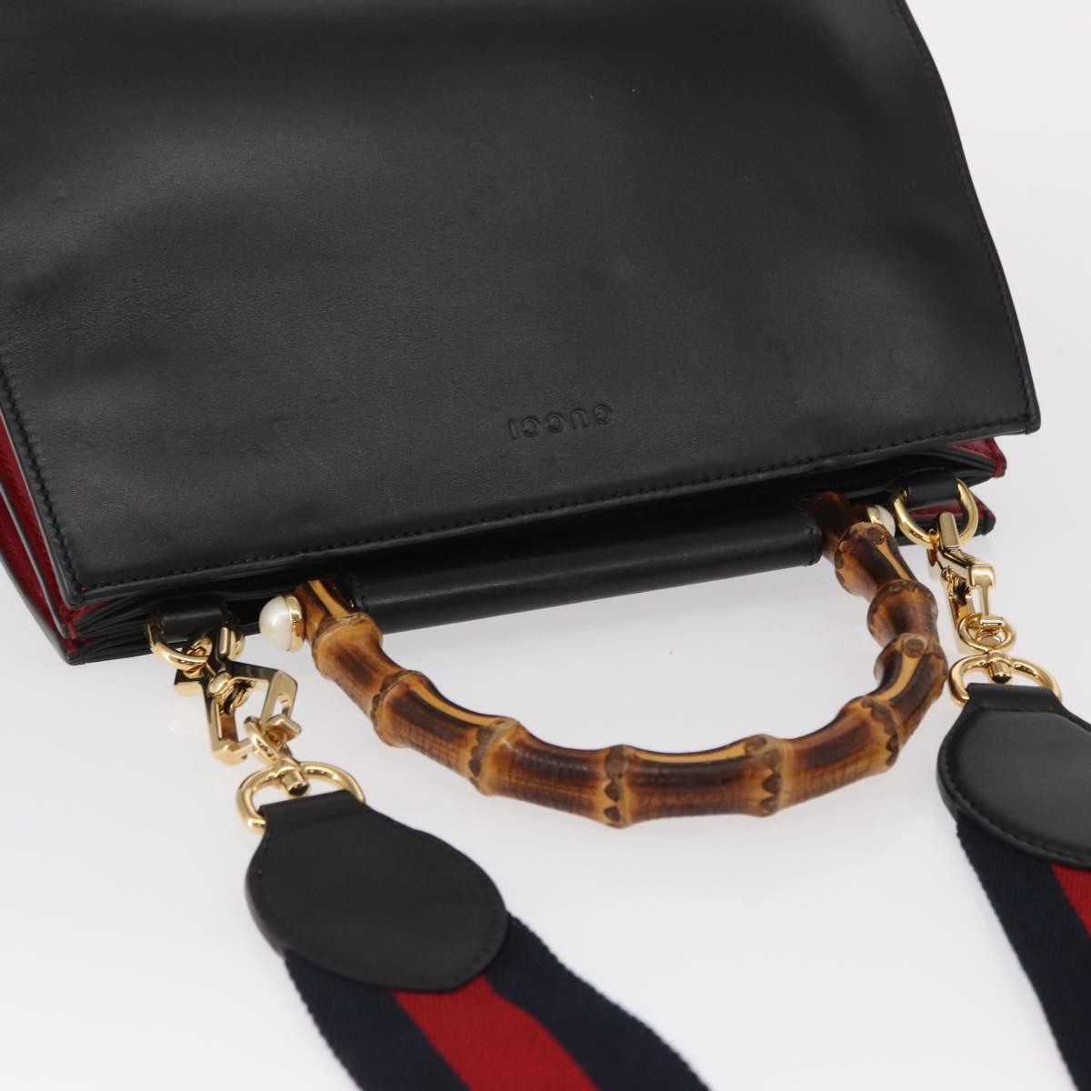 Gucci Nymphaea Top Handle Bag Leather, BLACK, LEATHER, Handbag