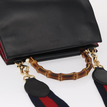 Gucci Nymphaea Top Handle Bag Leather, BLACK, LEATHER, Handbag