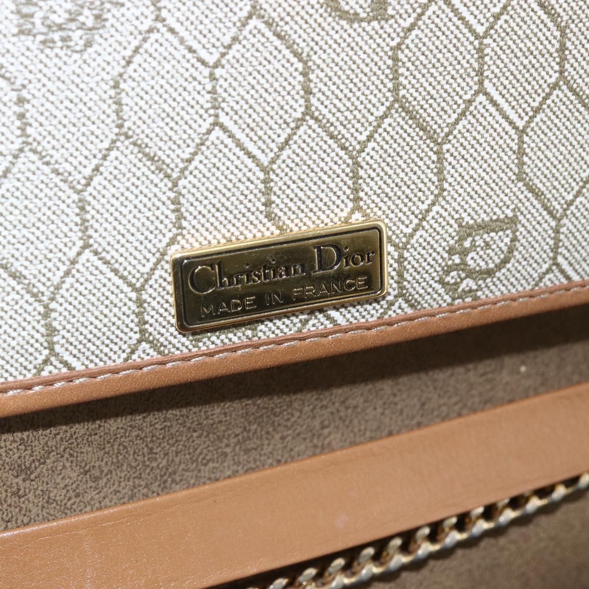 Christian Dior Vintage Honeycomb chain Canvas, BEIGE, CANVAS, Shoulder bag