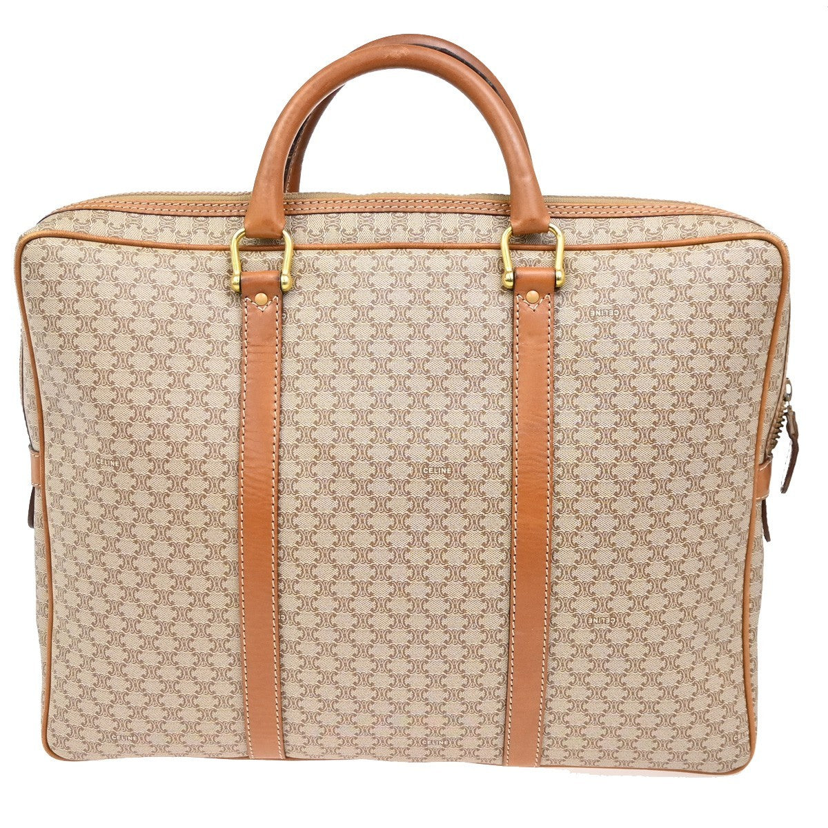 Celine Macadam Briefcase Canvas and leather, BROWN, CANVAS, Briefcase