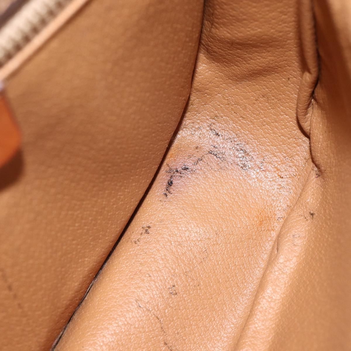 Celine Vintage Macadam Shoulder Bag Canvas and Leather, Brown, Canvas, Shoulder Bag