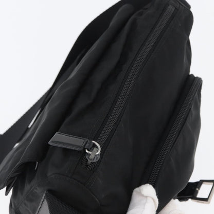 Prada Buckle Messenger Bag Tessuto, Black, Nylon, Shoulder Bag