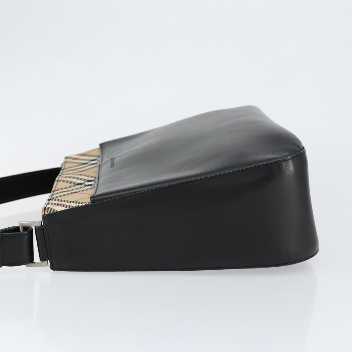 Burberry Nova check Shoulder bag Leather, BLACK, LEATHER, Shoulder bag