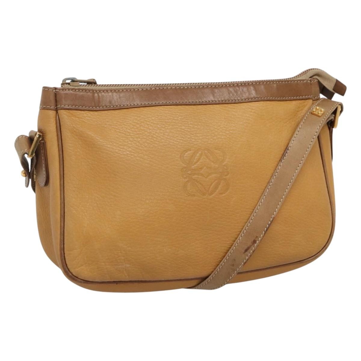 Loewe Anagram Shoulder Bag Leather, YELLOW, LEATHER, Shoulder bag