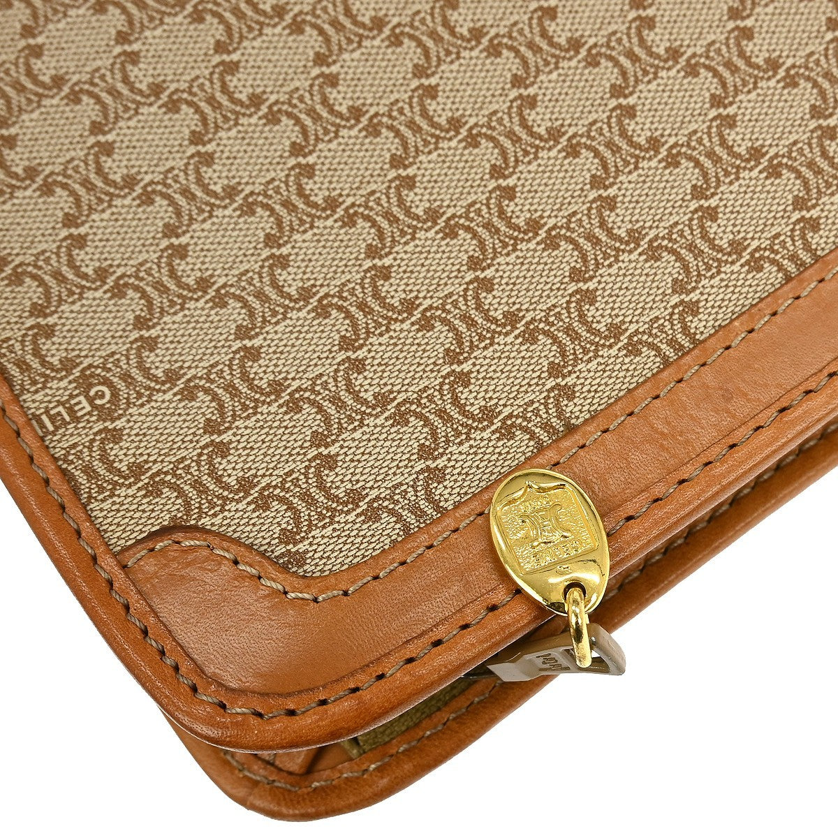 Celine Macadam Pochette Canvas and Leather, BEIGE, CANVAS, Clutche & pouche
