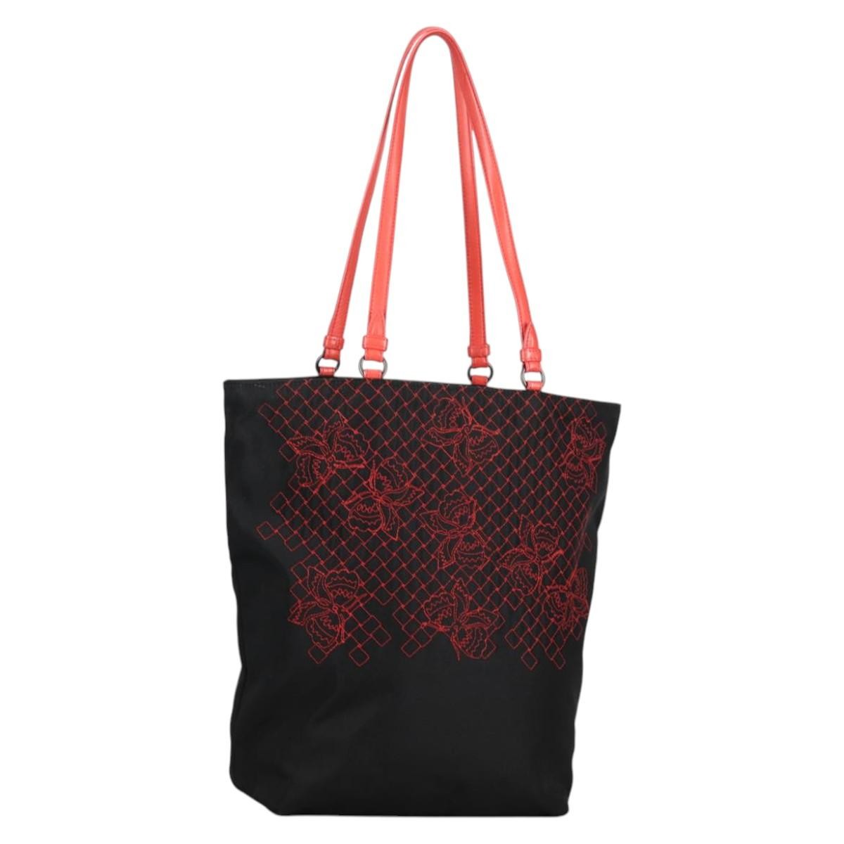 Bottega Veneta Vintage Tote Bag Nylon, BLACK, NYLON, Tote bag