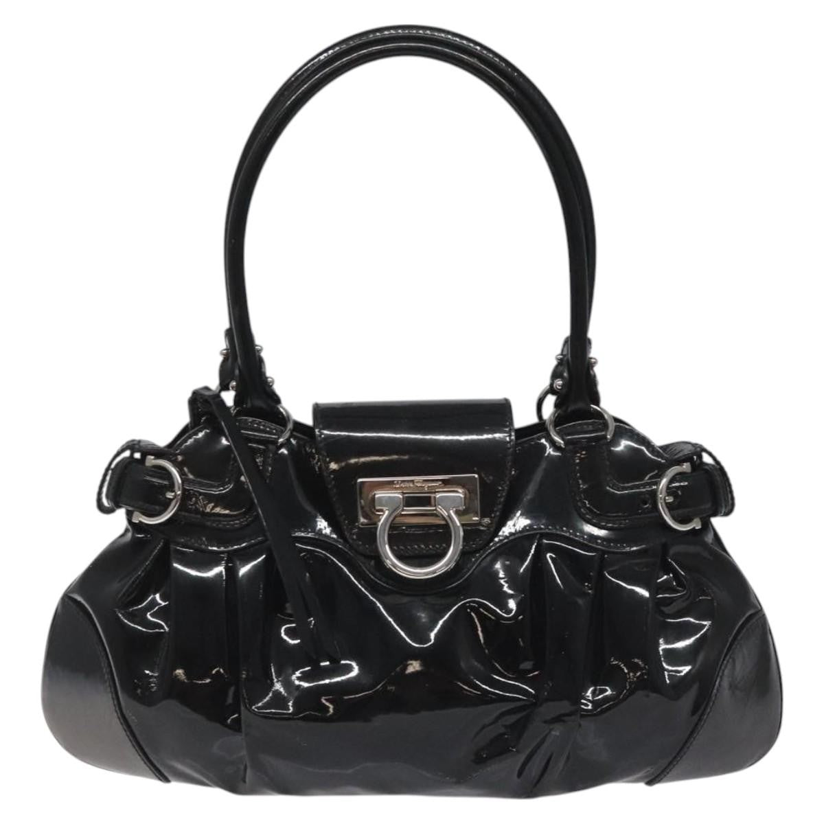 Salvatore Ferragamo Marisa Satchel Patent leather, BLACK, PATENT_LEATHER, Shoulder bag