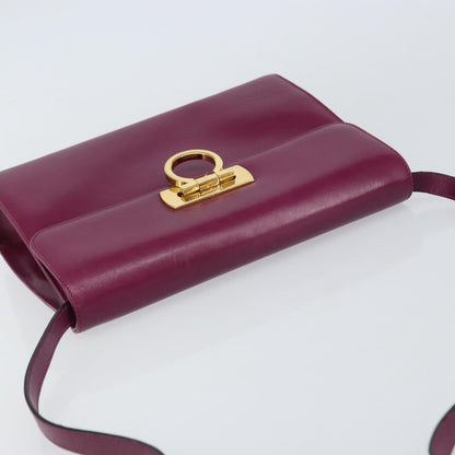Salvatore Ferragamo Gancini Shoulder Bag Leather, PURPLE, LEATHER, Shoulder bag