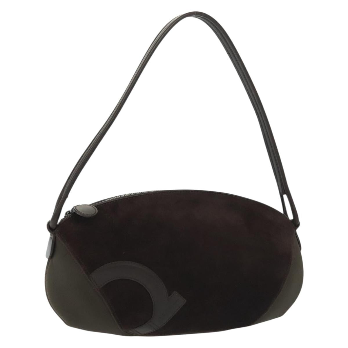 Salvatore Ferragamo Pochette Pony Hair, BROWN, SUEDE, Shoulder bag