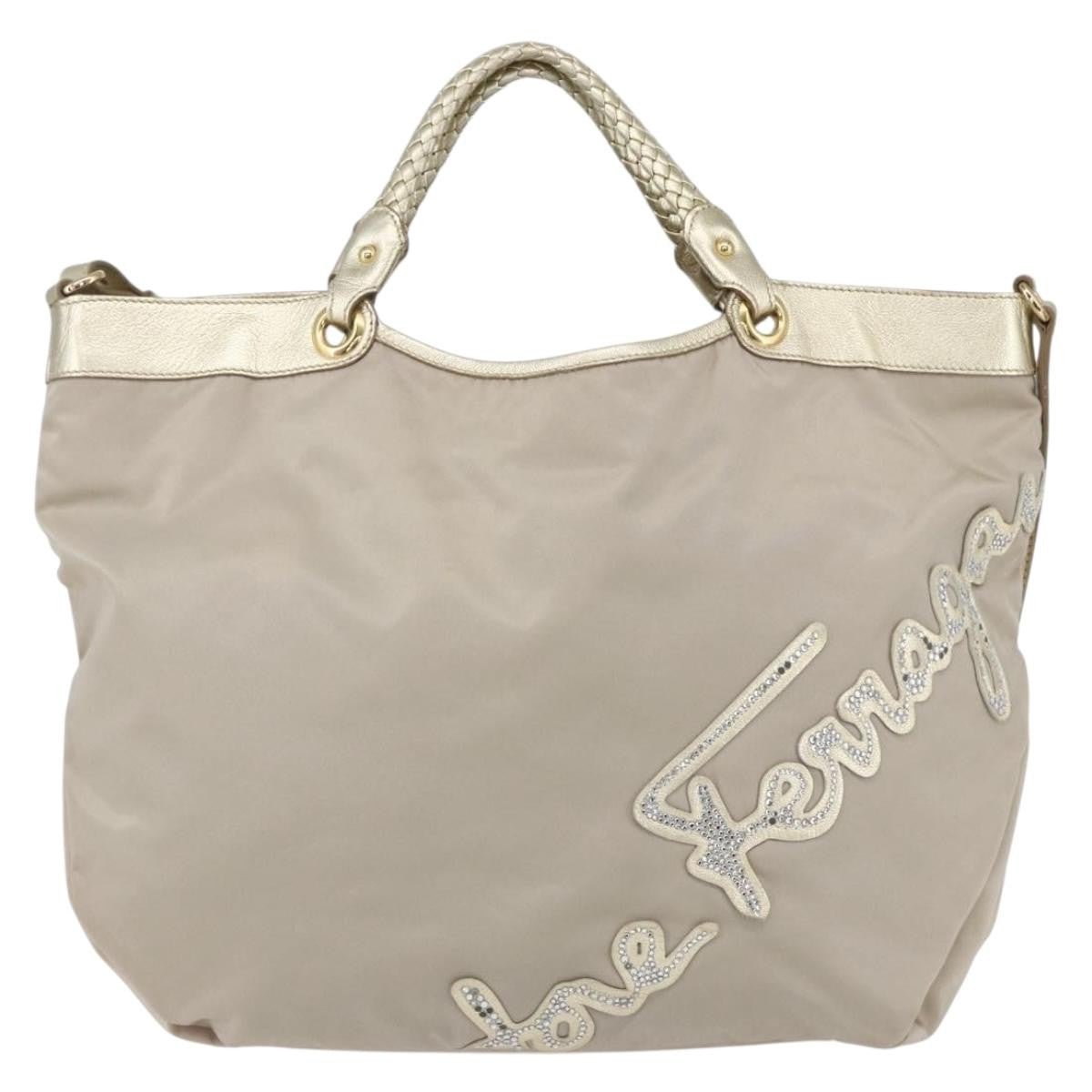 Salvatore Ferragamo Vintage Top handle handbag Nylon, BEIGE, NYLON, Tote bag