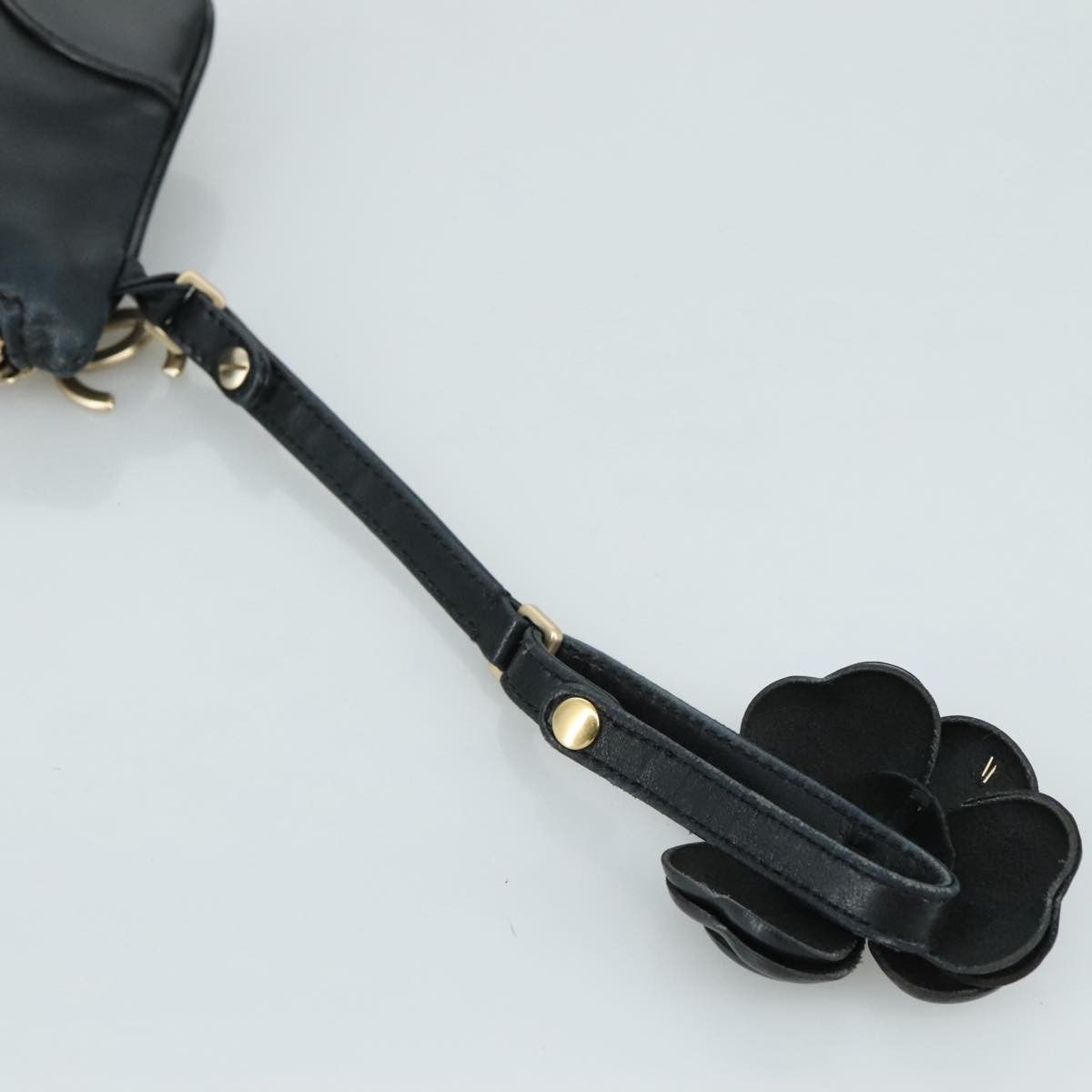 Chanel Vintage Camellia CC Wristlet Clutch Lambskin with Patent, BLACK, LEATHER, Clutche & pouche
