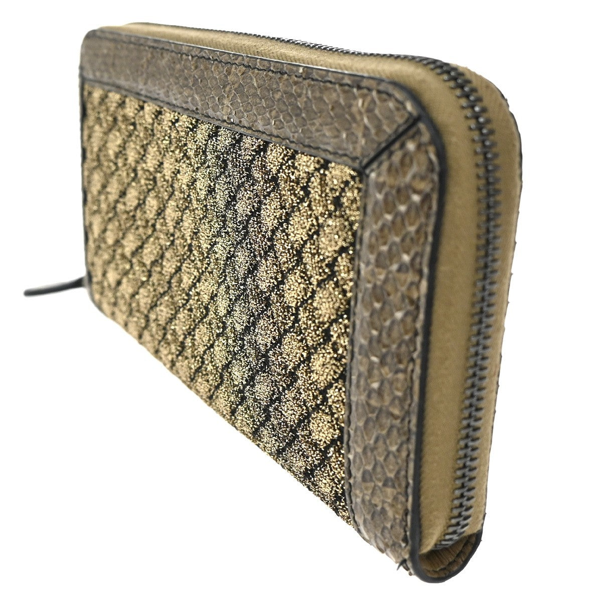 Bottega Veneta Intrecciato Long Zip  Wallet Leather, Brown, Leather, Wallet