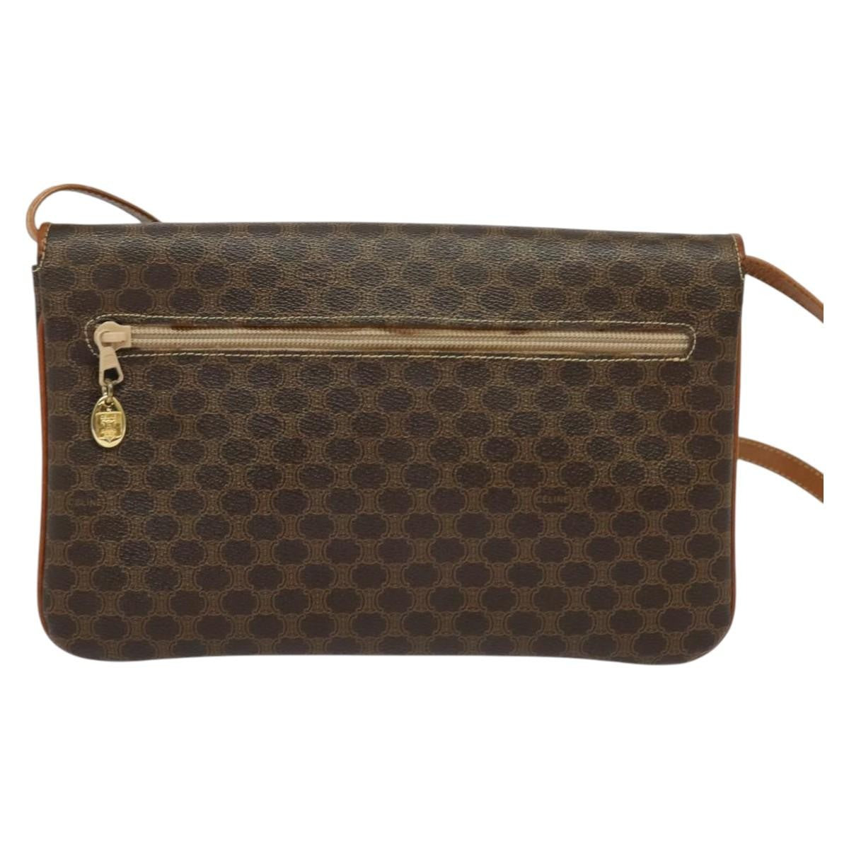 Celine Macadam Shoulder Bag PVC Leather, BROWN, CANVAS, Shoulder bag