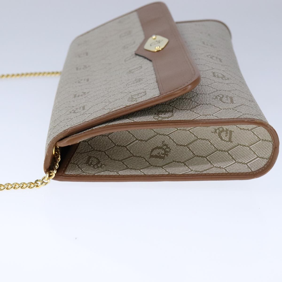 Christian Dior Vintage Honeycomb chain Canvas, BEIGE, CANVAS, Shoulder bag