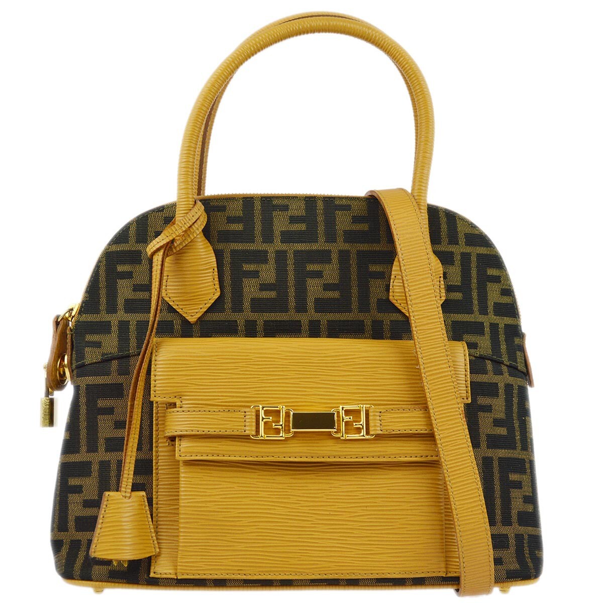 Fendi Convertible Dome Bag Zucca Canvas, BROWN, CANVAS, Bag