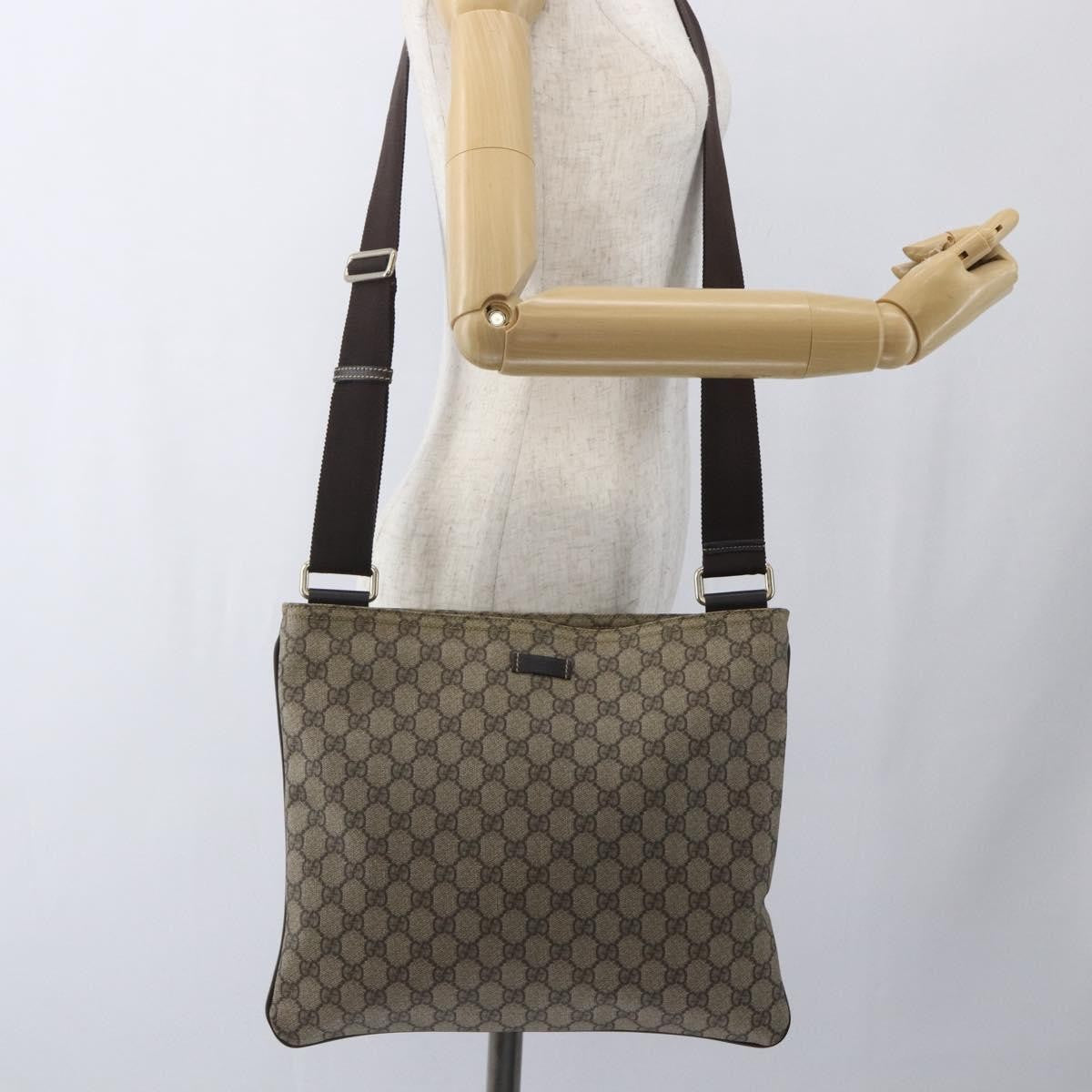 Gucci Zip Top Messenger Bag GG Coated Canvas, BEIGE, CANVAS, Shoulder bag