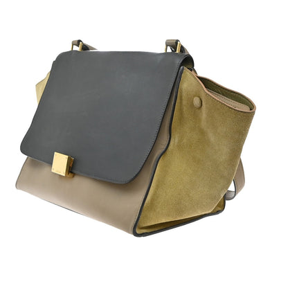Celine Tricolor Trapeze Bag Leather, BEIGE, LEATHER, Shoulder bag
