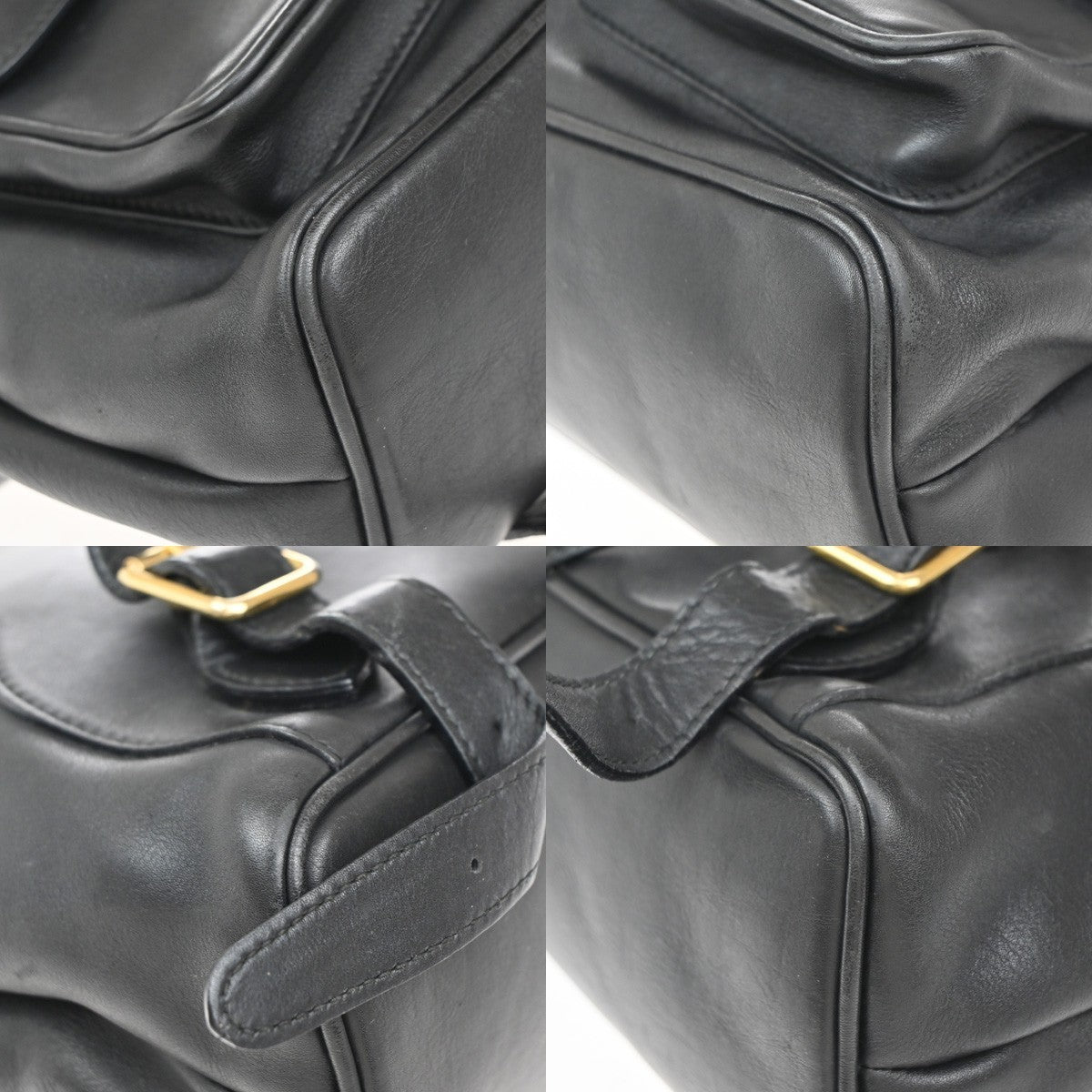 Gucci Vintage Bamboo Backpack Leather, BLACK, LEATHER, Backpack