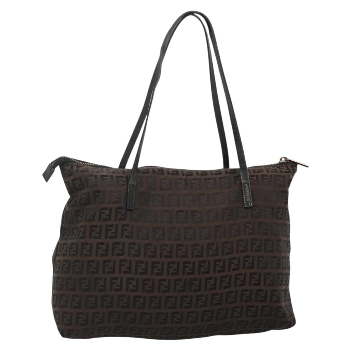 Fendi Roll Tote Zucca Canvas, BROWN, CANVAS, Tote bag