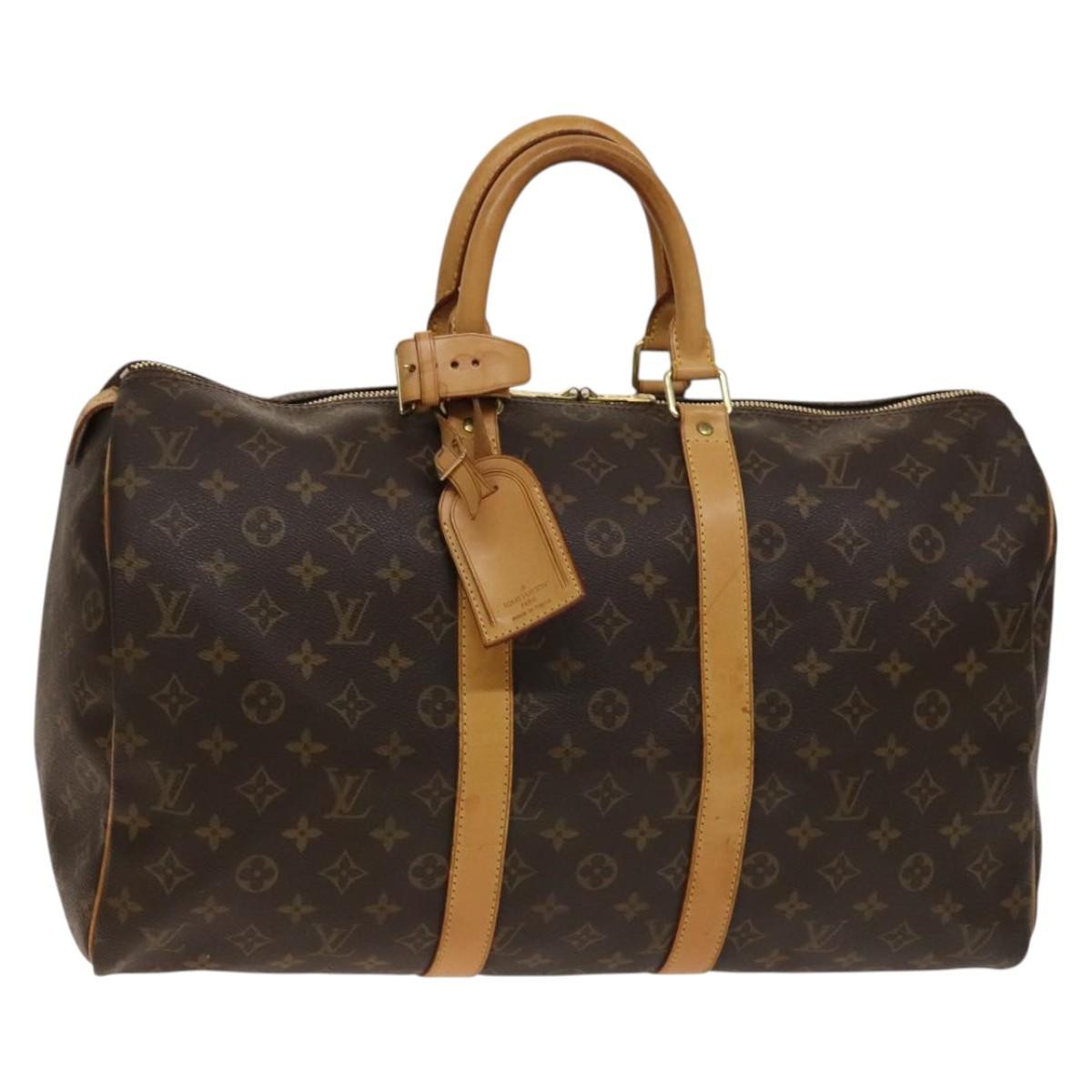 Louis Vuitton Keepall Bag Monogram Canvas, BROWN, CANVAS, Travel bag