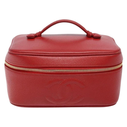 Chanel Vintage Timeless Zip Around Vanity Case Caviar, RED, CALFSKIN, Handbag