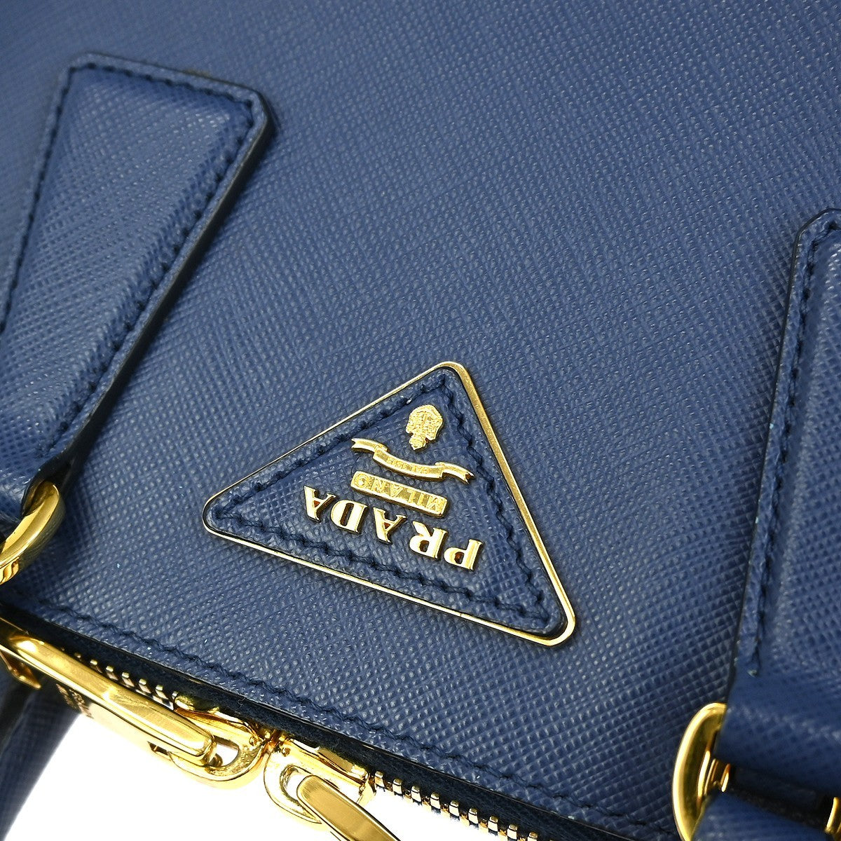 Prada Promenade Bag Saffiano Leather, BLUE, LEATHER, Handbag