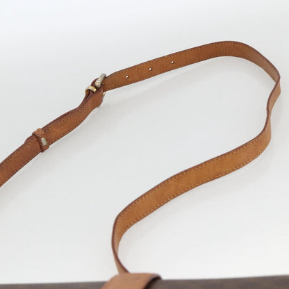Celine Vintage Macadam Shoulder Bag Canvas and Leather, Brown, Canvas, Shoulder Bag