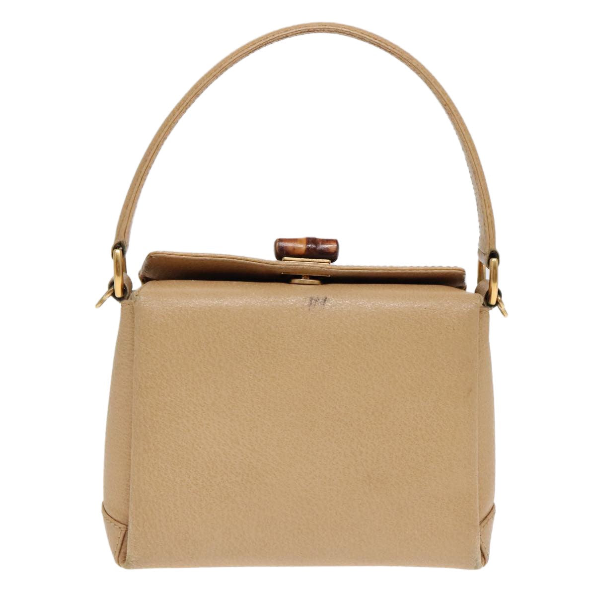 Gucci Vintage Convertible Bamboo Box Crossbody Bag Leather, Beige, Leather, Handbag