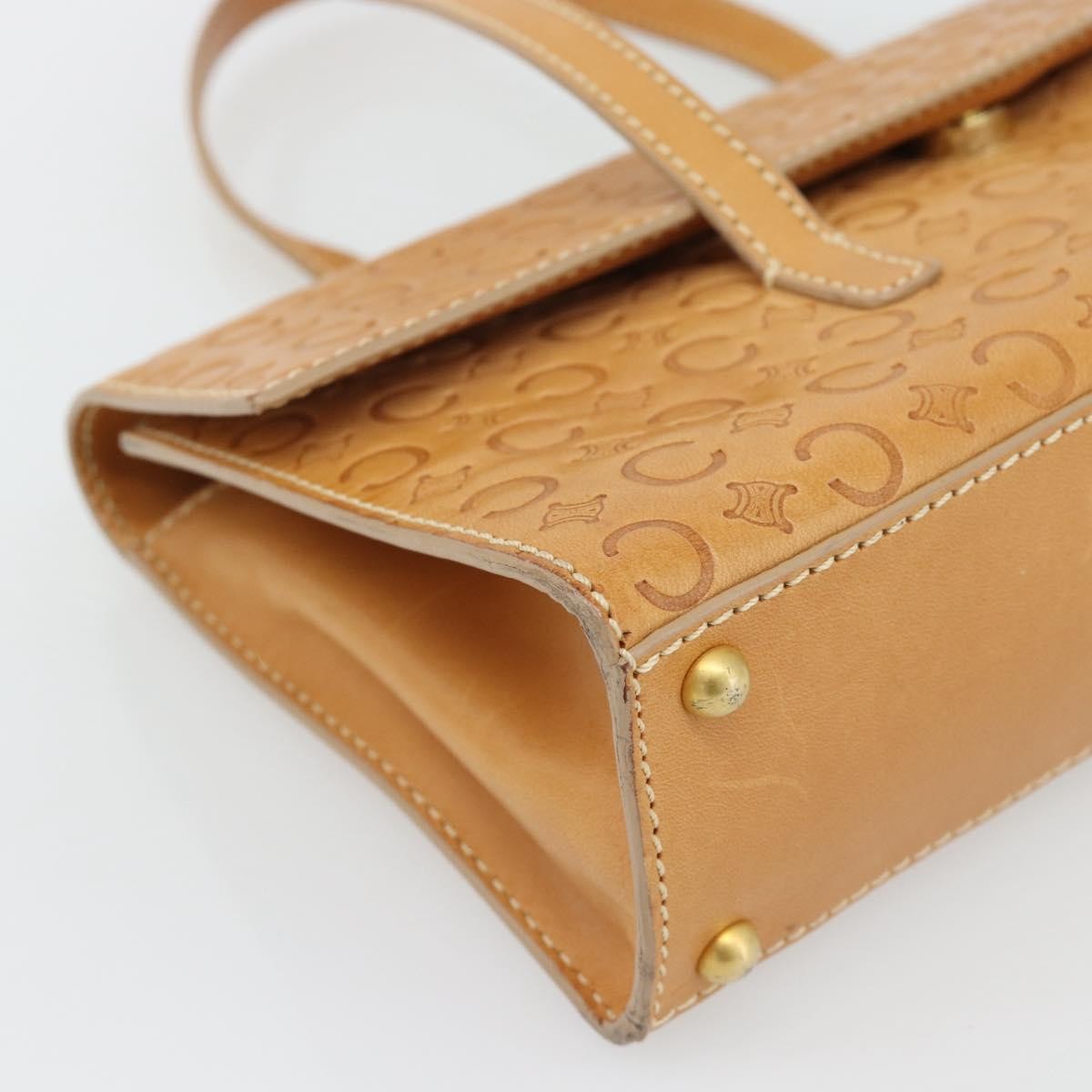 Celine C Macadam Handbag Canvas, Beige, Canvas, Handbag