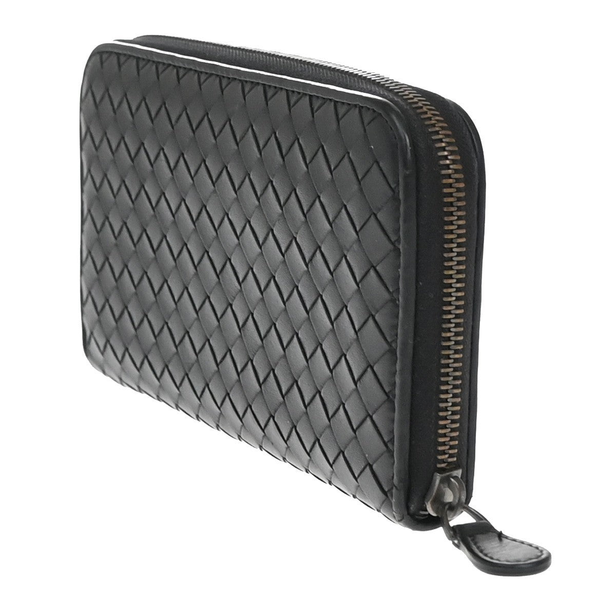 Bottega Veneta Intrecciato Long Zip  Wallet Leather, BLACK, LEATHER, Wallets