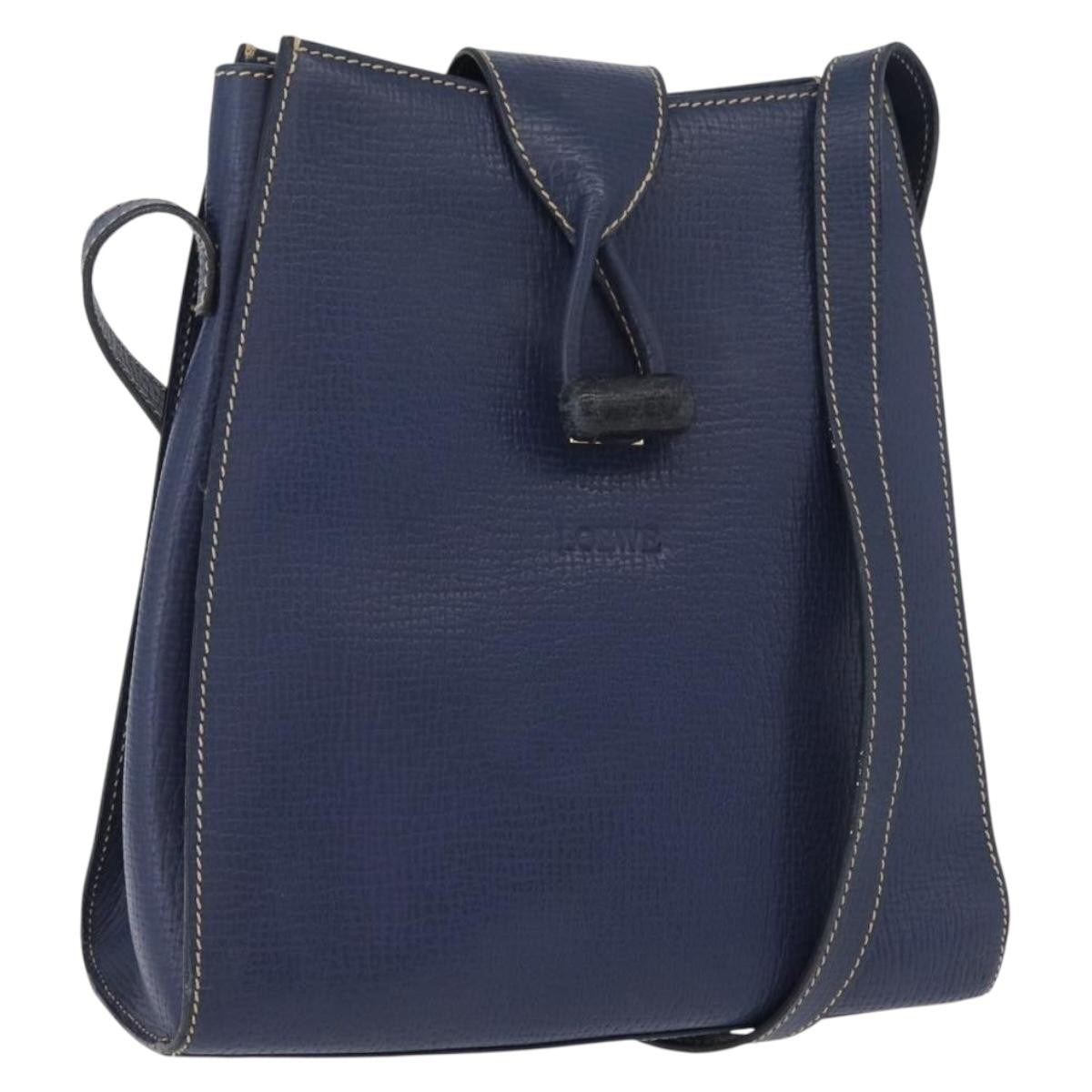 Loewe Vintage Shoulder Bag Leather, NAVY, LEATHER, Shoulder bag