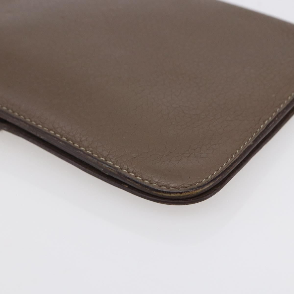 Hermes Dogon Duo Combined Wallet Leather, GRAY, LEATHER, Wallets