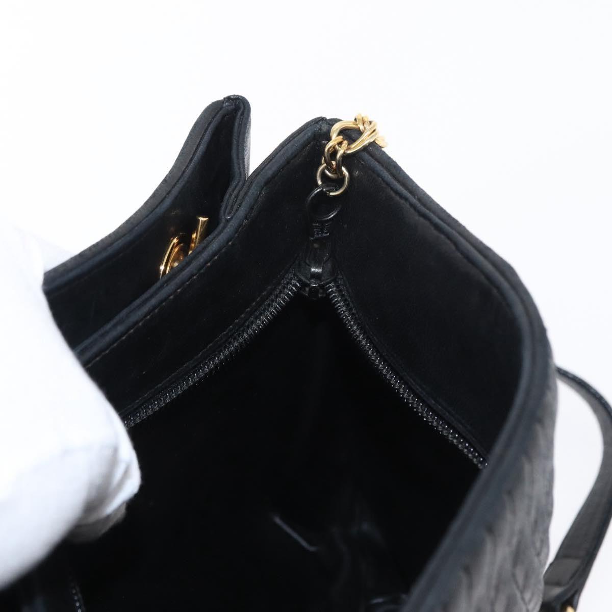 Bally Vintage Chain Shoulder Bag Quilted Leather, BLACK, LEATHER, Shoulder bag