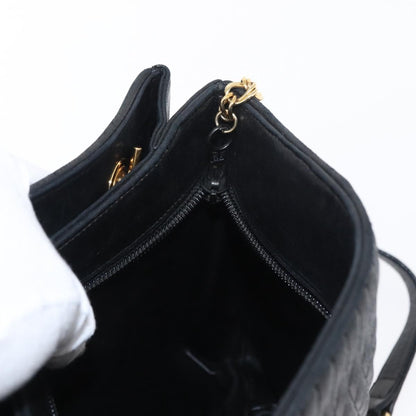 Bally Vintage Chain Shoulder Bag Quilted Leather, BLACK, LEATHER, Shoulder bag
