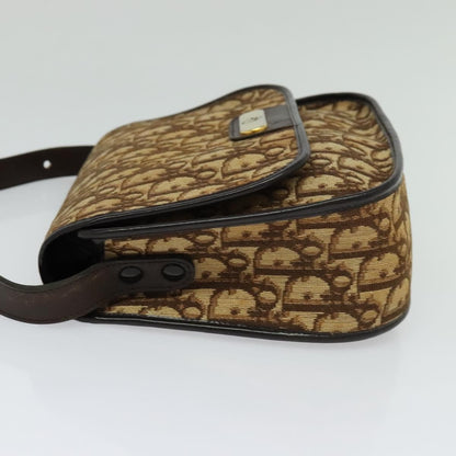 Christian Dior Vintage Trotter Flap Shoulder Bag Canvas, BROWN, CANVAS, Shoulder bag