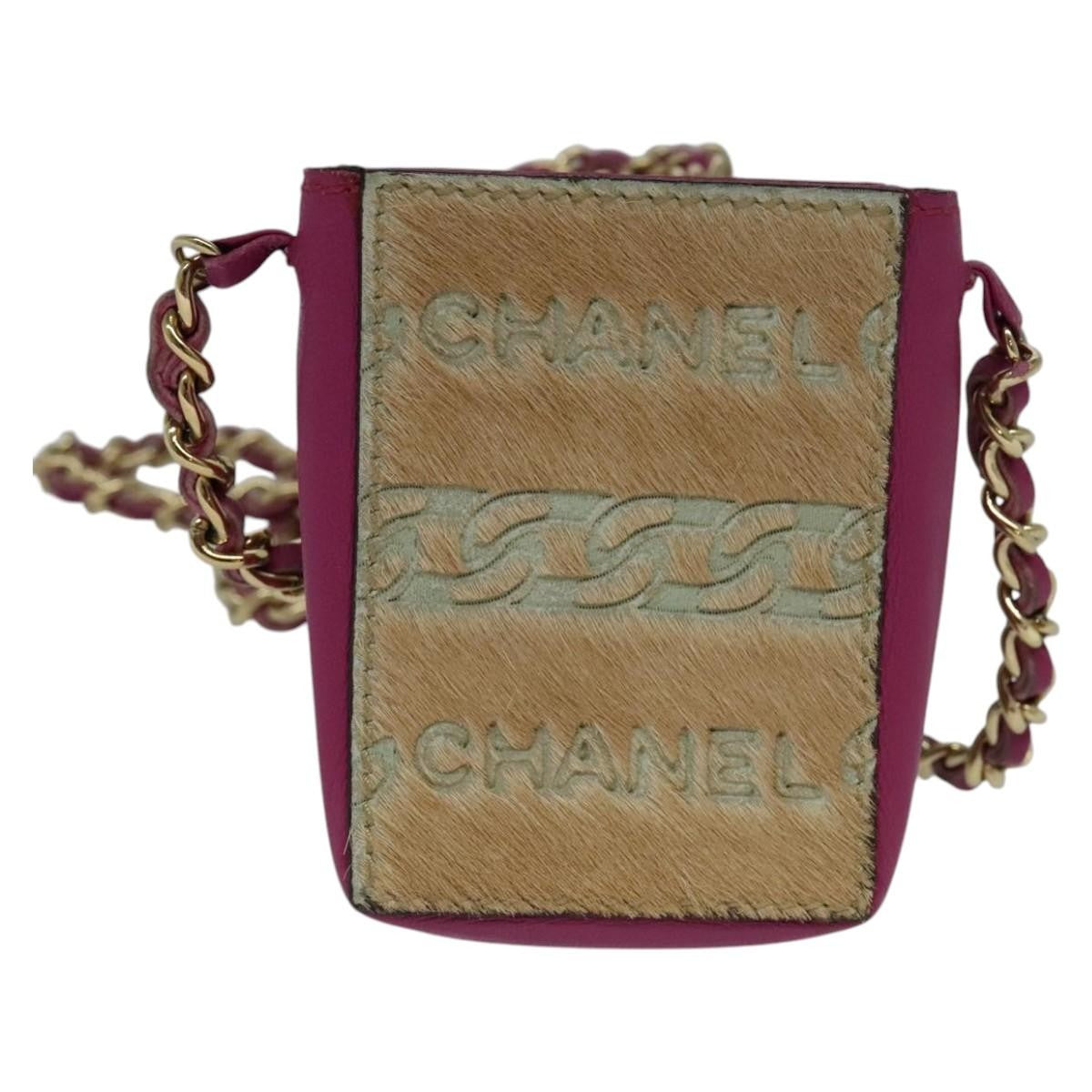 Chanel Vintage Card Case with Charm Quilted Lambskin, PINK, LEATHER, Card Holders