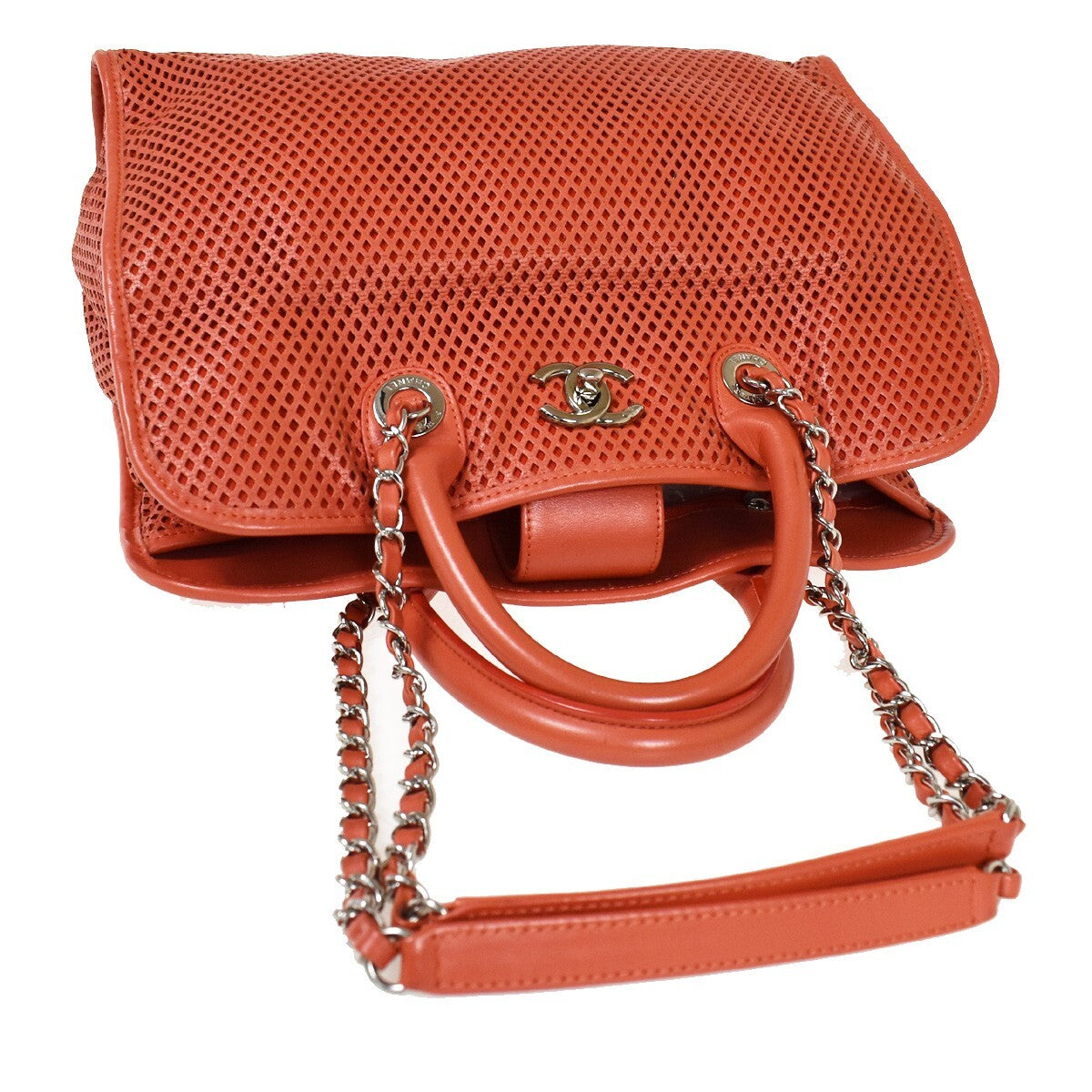 Chanel French Riviera Tote Quilted Caviar, RED, LEATHER, Handbag