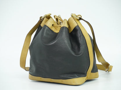 Celine Triomphe Drawstring Bucket Bag Leather, BLACK, LEATHER, Shoulder bag