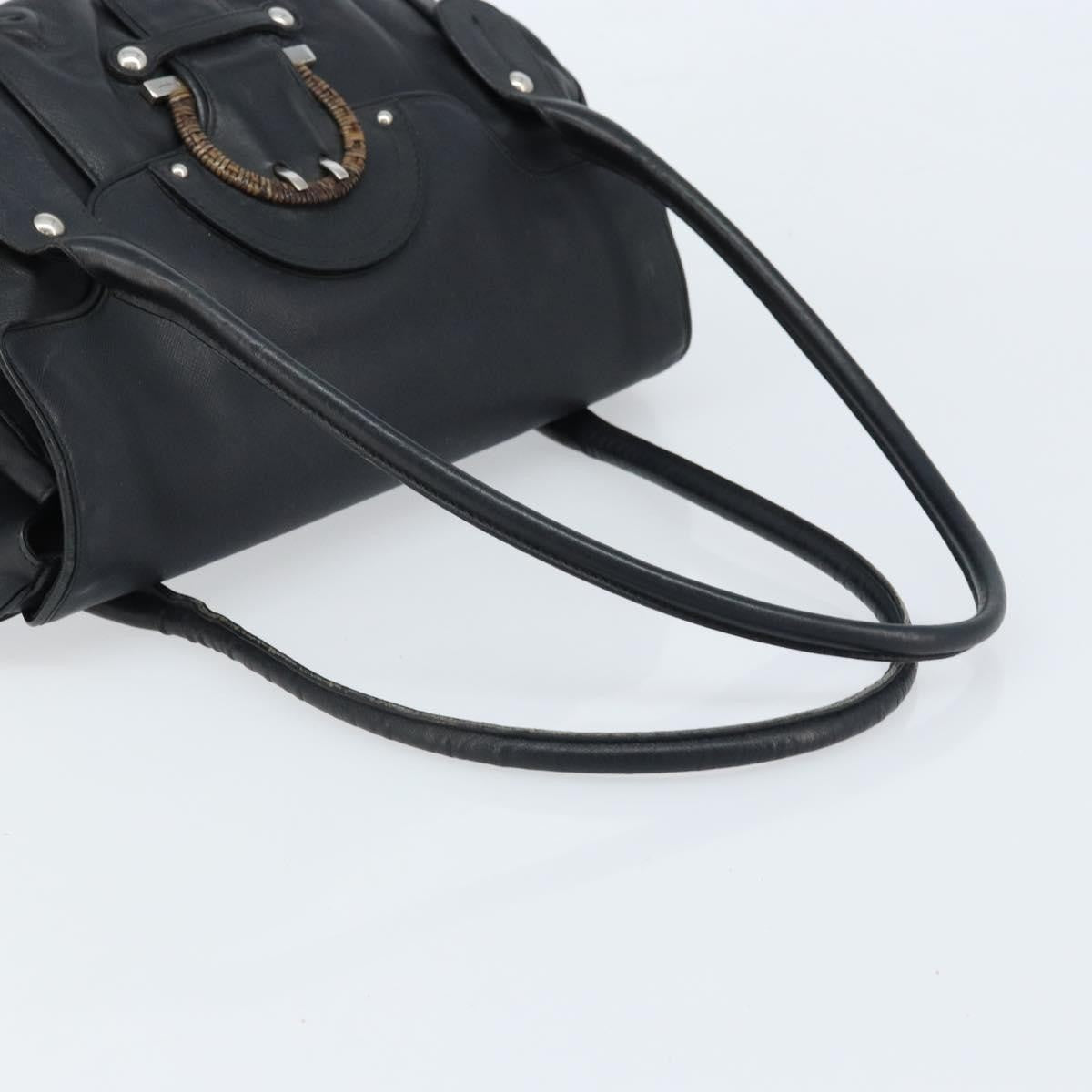 Salvatore Ferragamo Gancini handbag Leather, BLACK, LEATHER, Handbag