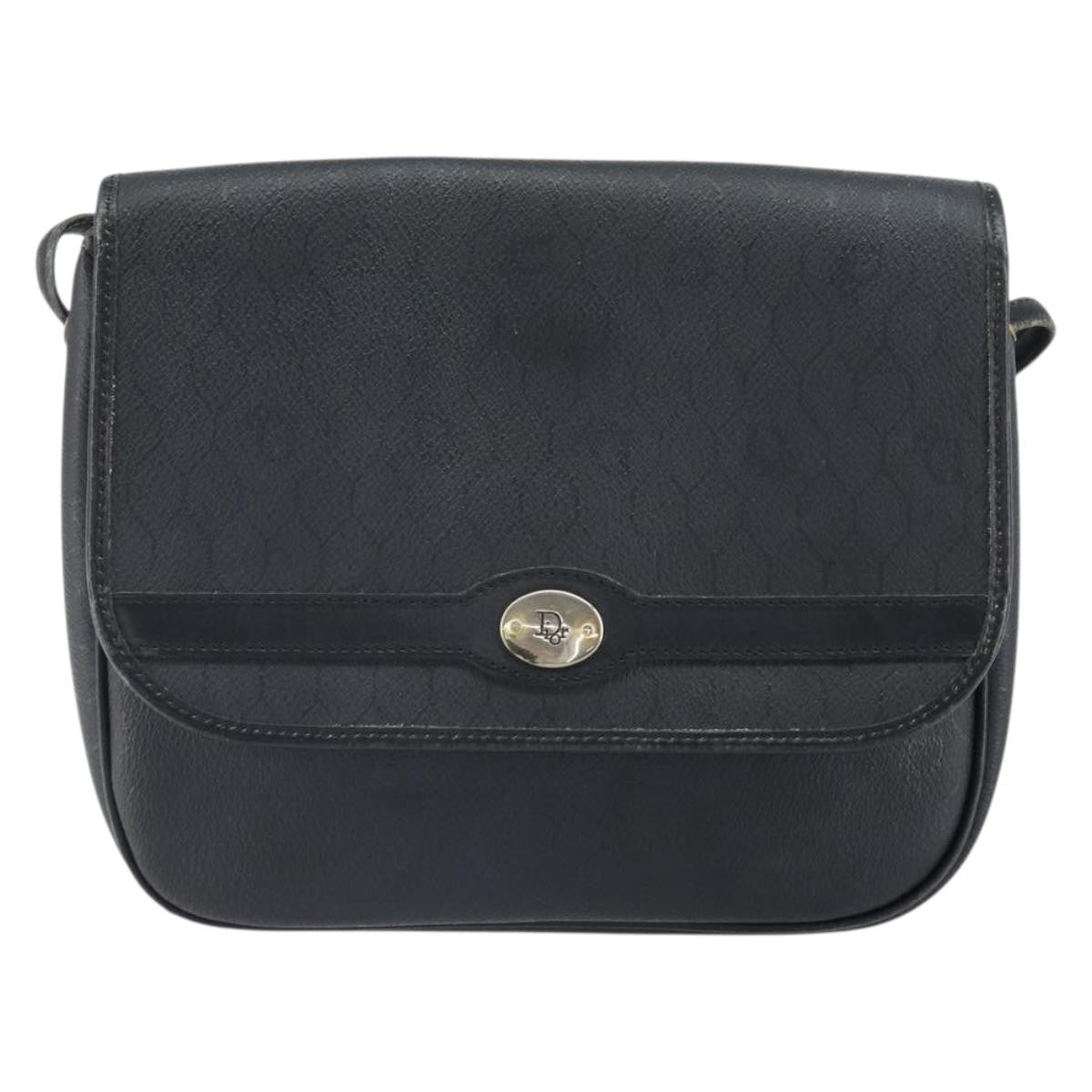 Christian Dior Vintage Honeycomb Shoulder Bag Canvas and Leather, BLACK, CANVAS, Shoulder bag