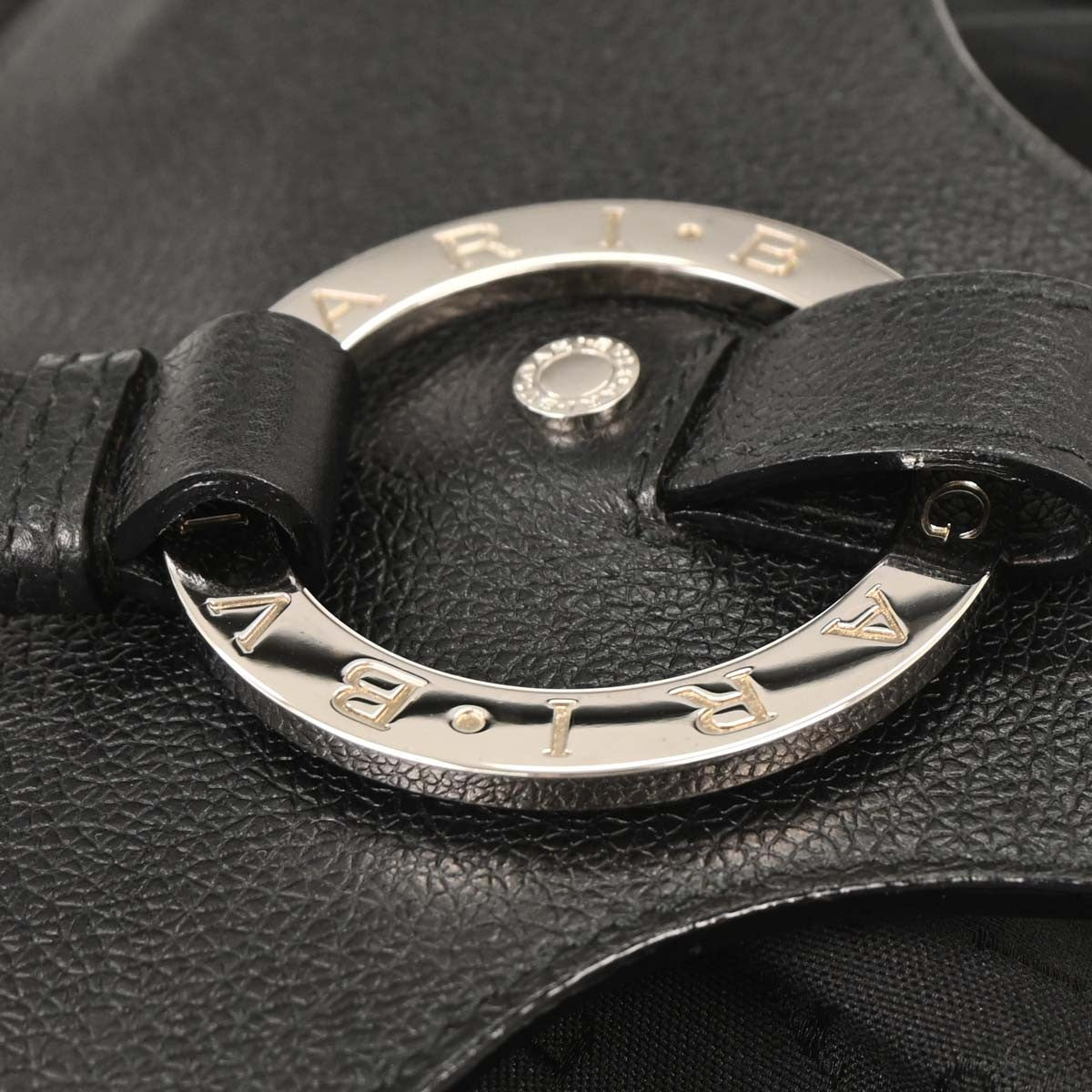 Bvlgari Logomania Shoulder Bag Canvas with Leather, BLACK, LEATHER, Shoulder bag