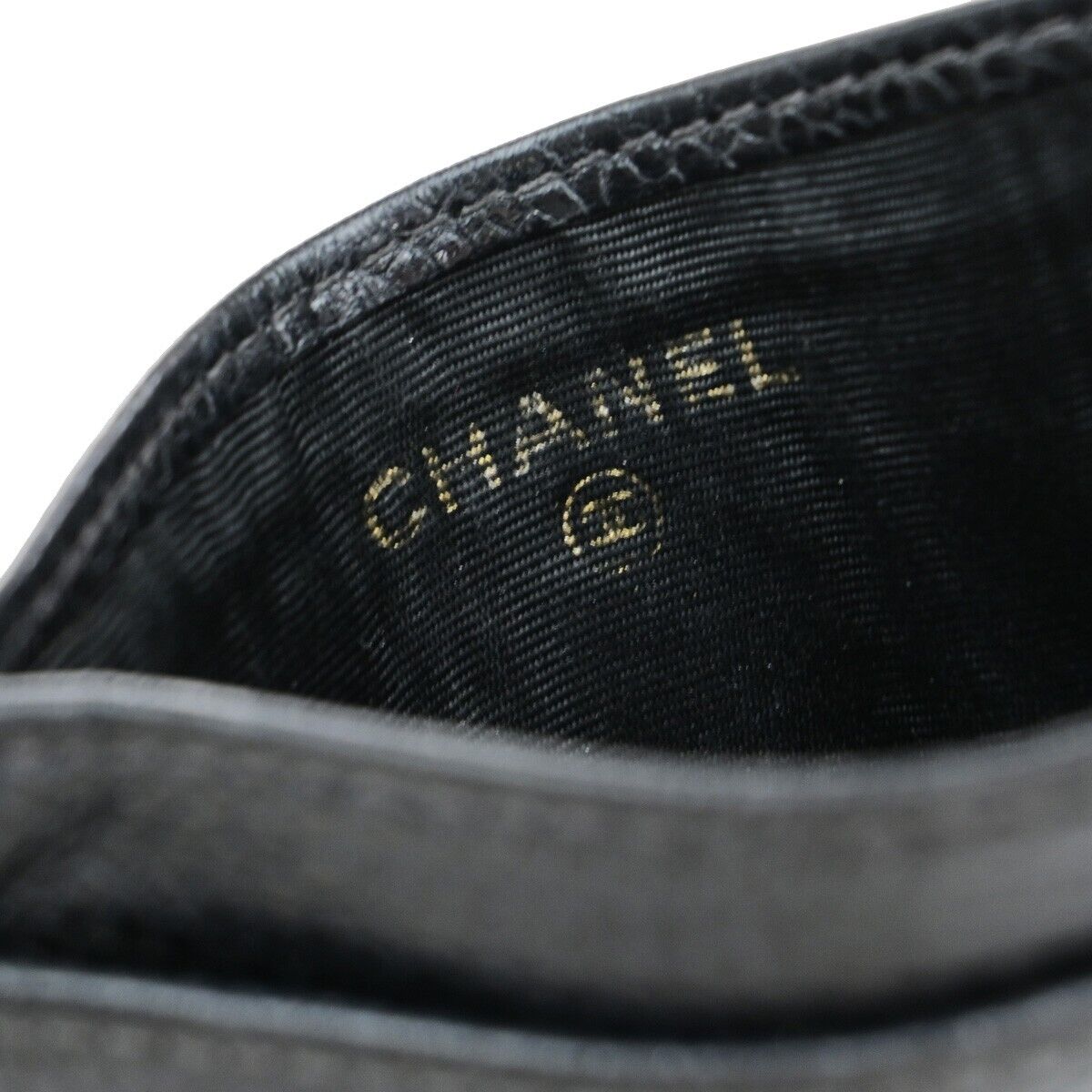 Chanel Logo CC Card case Grained  Leather, BLACK, CALFSKIN, Wallets