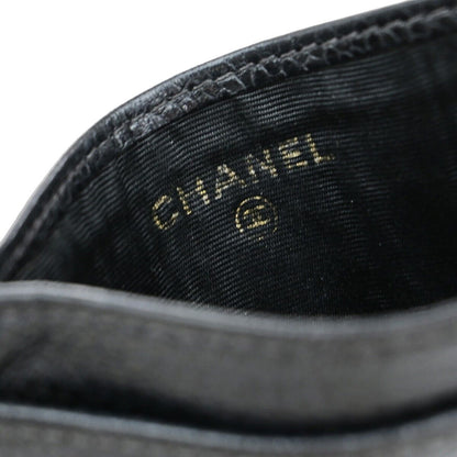 Chanel Logo CC Card case Grained  Leather, BLACK, CALFSKIN, Wallets