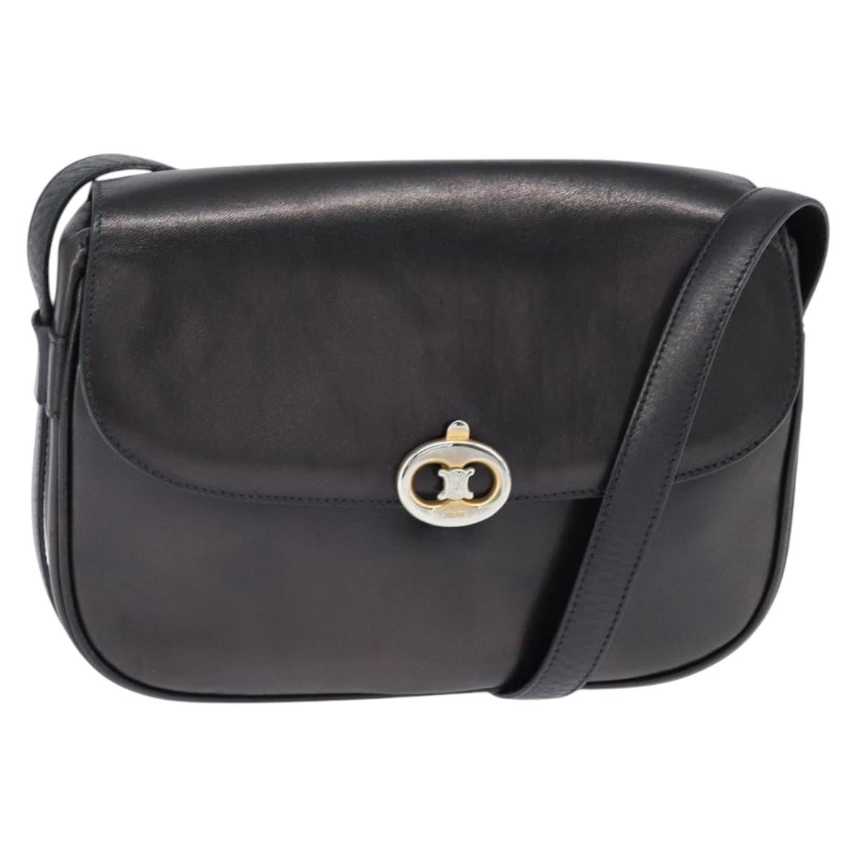Celine Vintage Triomphe Shoulder Bag Leather, BROWN, LEATHER, Shoulder bag