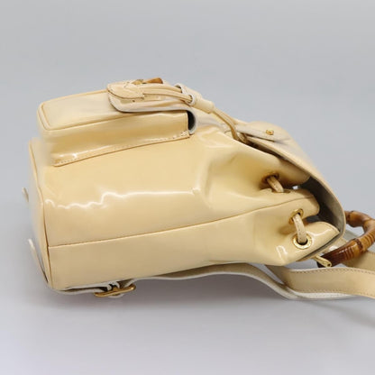 Gucci Vintage Bamboo Backpack Patent, BEIGE, PATENT_LEATHER, Backpack