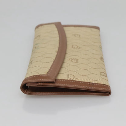Christian Dior Vintage Honeycomb Flap Wallet Coated Canvas, BEIGE, CANVAS, Wallets