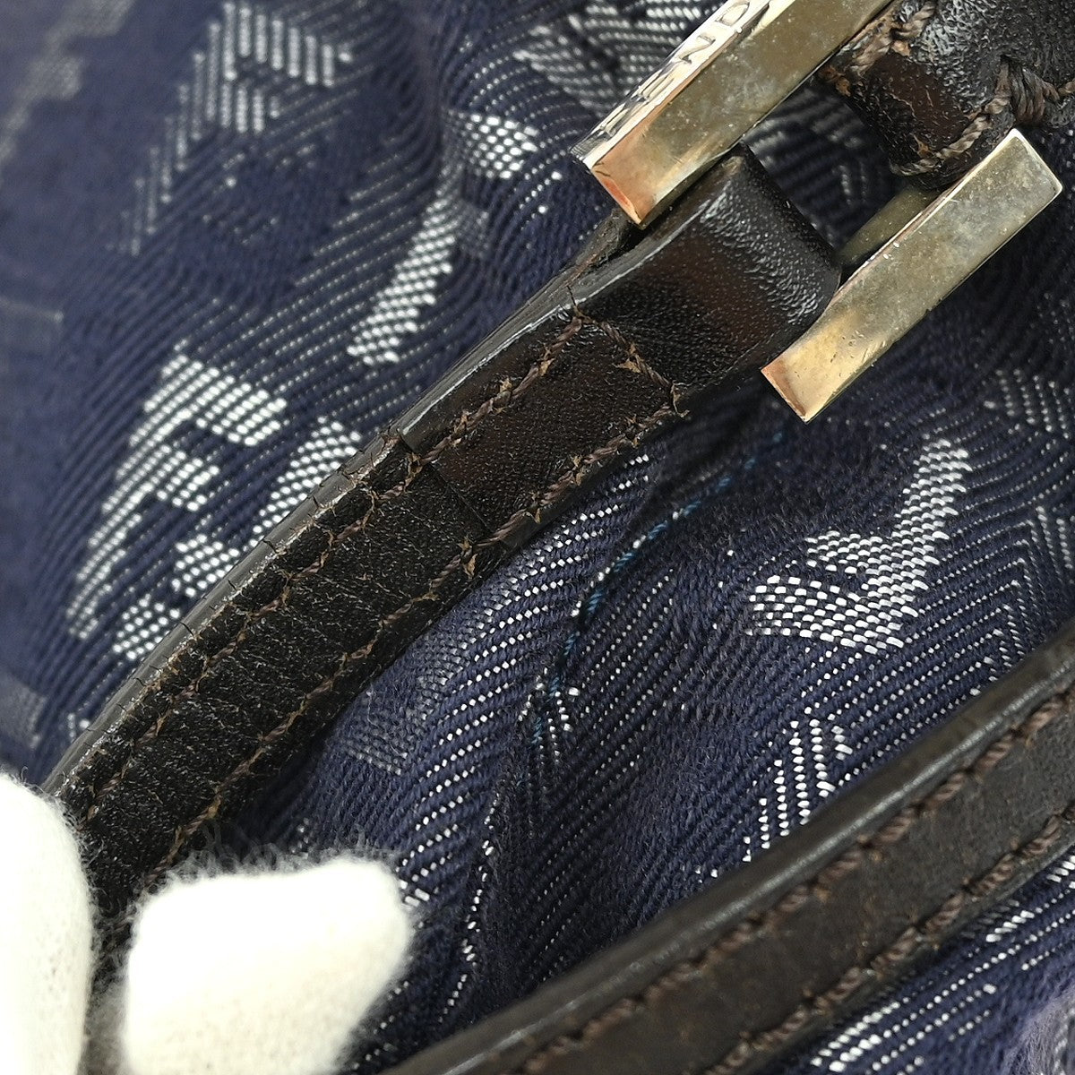 Fendi Belted Pochette Zucca Canvas, BLUE, CANVAS, Clutche & pouche