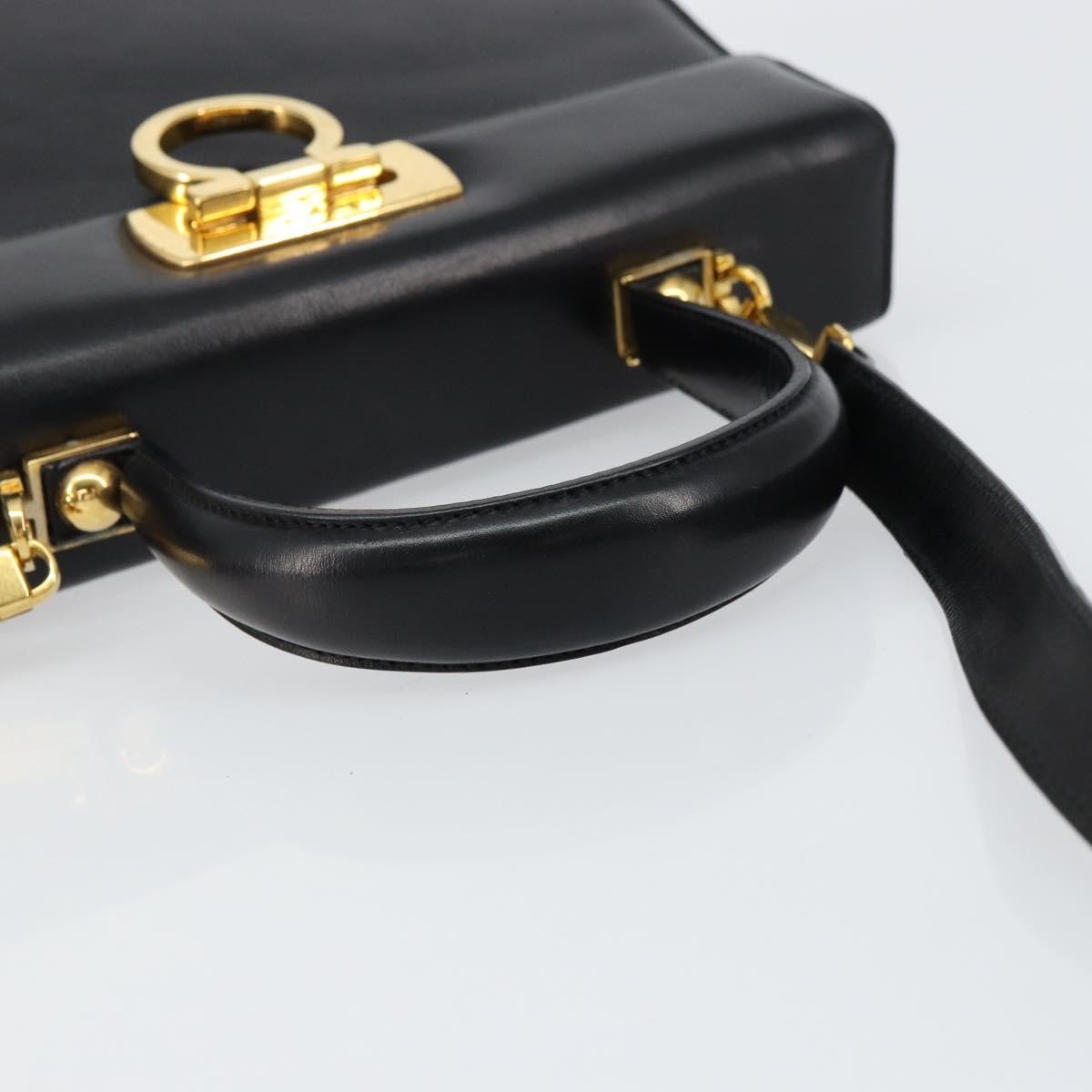 Salvatore Ferragamo Gancini Convertible Top Handle Bag Leather, BLACK, LEATHER, Handbag